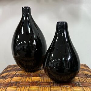 Elegant Black Ceramic Vase Set